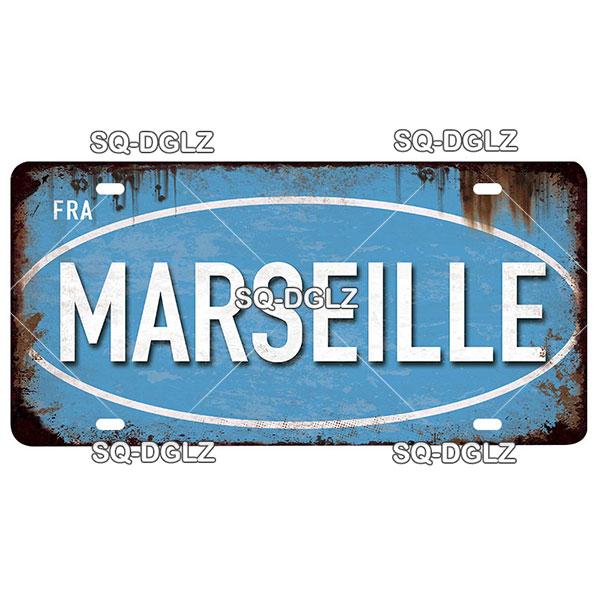 [SQ-DGLZ] Vintage France City Metal Sign Tin Sign Licenses Plate Decor Plaque Metal Vintage Bar Pub Club Home Wall Decoration