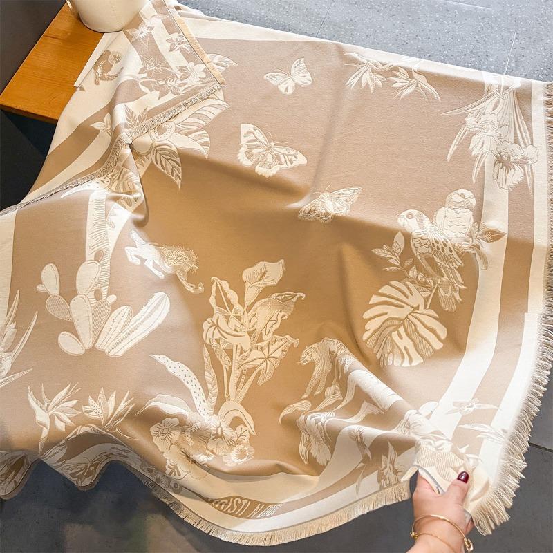 2024 New Scarf Women's Printed Butterfly Fashion Aging New Autumn and Winter Large Square Scarf ,Thickened To Keep Warm Student Shawl Cloak