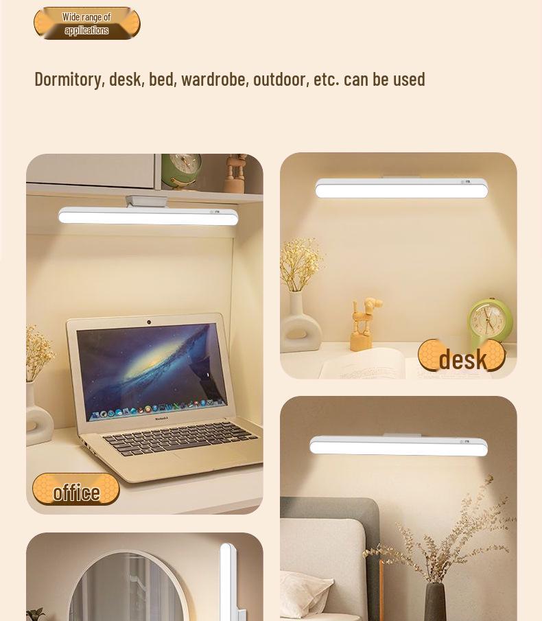 LED Desk Lamp with Eye Protection, Magnetic Base, Rotatable Design for Dorms and Bedrooms