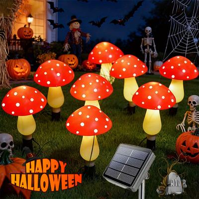 Solar Mushroom Lights for Outdoor Halloween Decoration,creating A Terrifying Atmosphere.Garden Decoration for Christmas and Halloween,courtyard Lawn