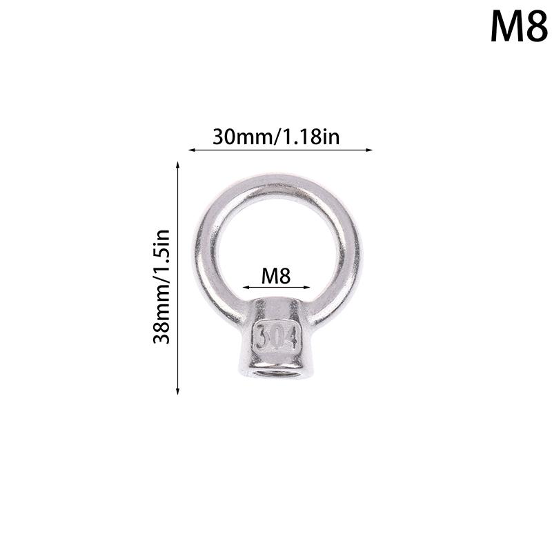 304 Stainless Steel Japanese Eye Nuts M6 M8 M10 M12 M16 Lifting Rings Marine-Grade Hardware Rigging Hoisting Industrial