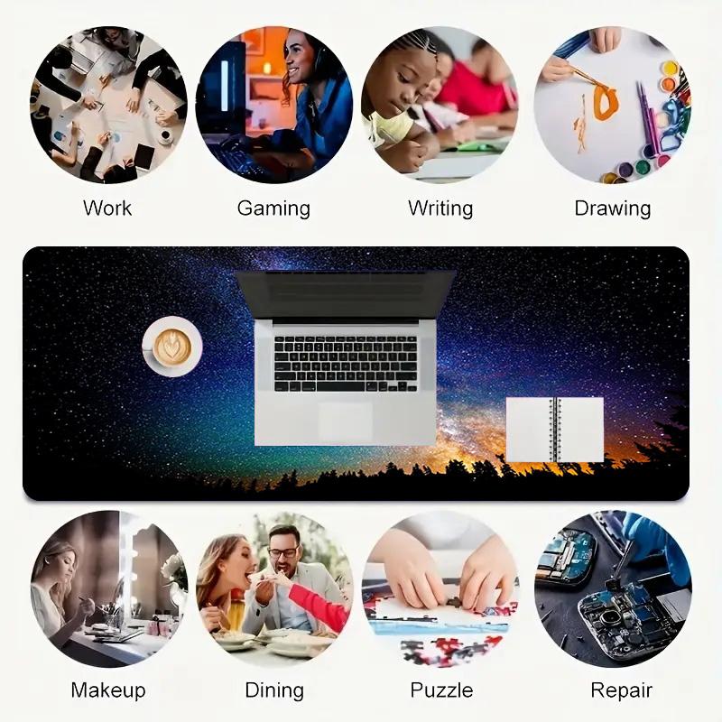 Milky Way Xl Gaming Mouse Pad Nonslip Rubber Base Stitched Edge Waterproof Desk Mat For Pc Laptop Gamer Office Computer Accessories C92962