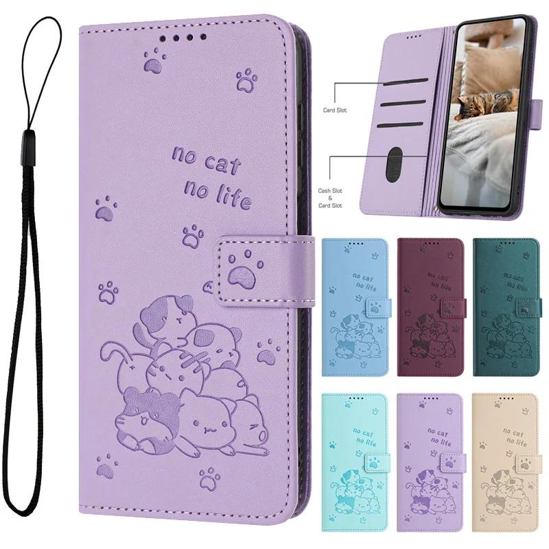 Etui For Samsung XCover 7 3D Cat Pattern Wallet Case Samsung Galaxy XCover6 Pro 5 4S M35 M55 M15 C55 M14 M54 Leather Phone Funda