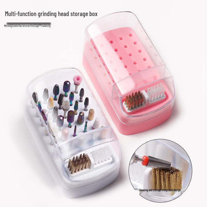 30-Hole Nail Art Grinding Head Cleaner and Storage Box