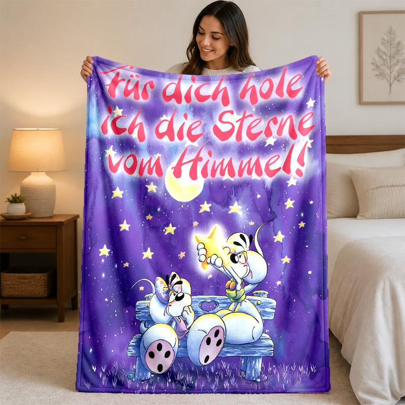 Coperta in Flanella con Stampa Diddl Calda e Accogliente Coperta Morbida in Peluche per Letto Divano Divano Uso Domestico Interno