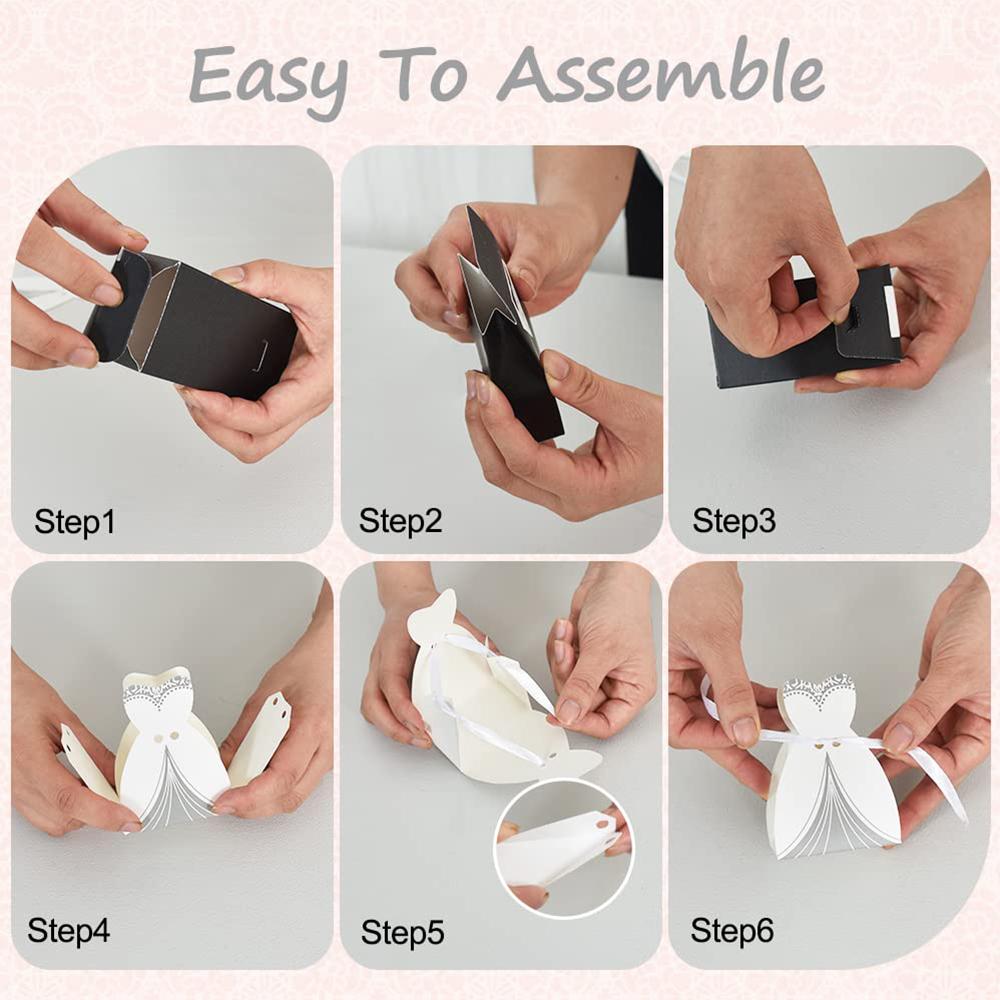 50 Stück Süßigkeitenboxen für Braut und Bräutigam, Hochzeitsbevorzugung, Smoking, Hochzeitskleid, für Brautparty, Deko-Geschenke, Verpackungsboxen, Partyzubehör