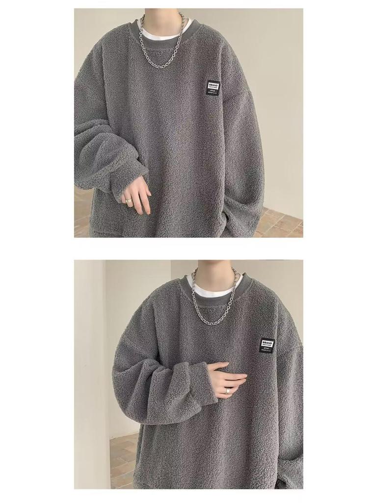 Autumn Winter Men's Harajuku Round Neck Hoodie - Trendy, Versatile, Plus Velvet