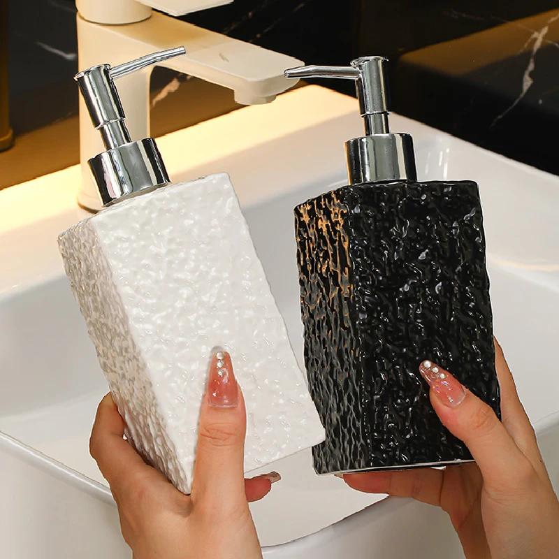 Water Ripple Ceramic Emulsion Bottle Hand Sanitizer Shower Gel Lotion Press Bottle Bathroom Soap Bottle Bathroom Soap Dispenser