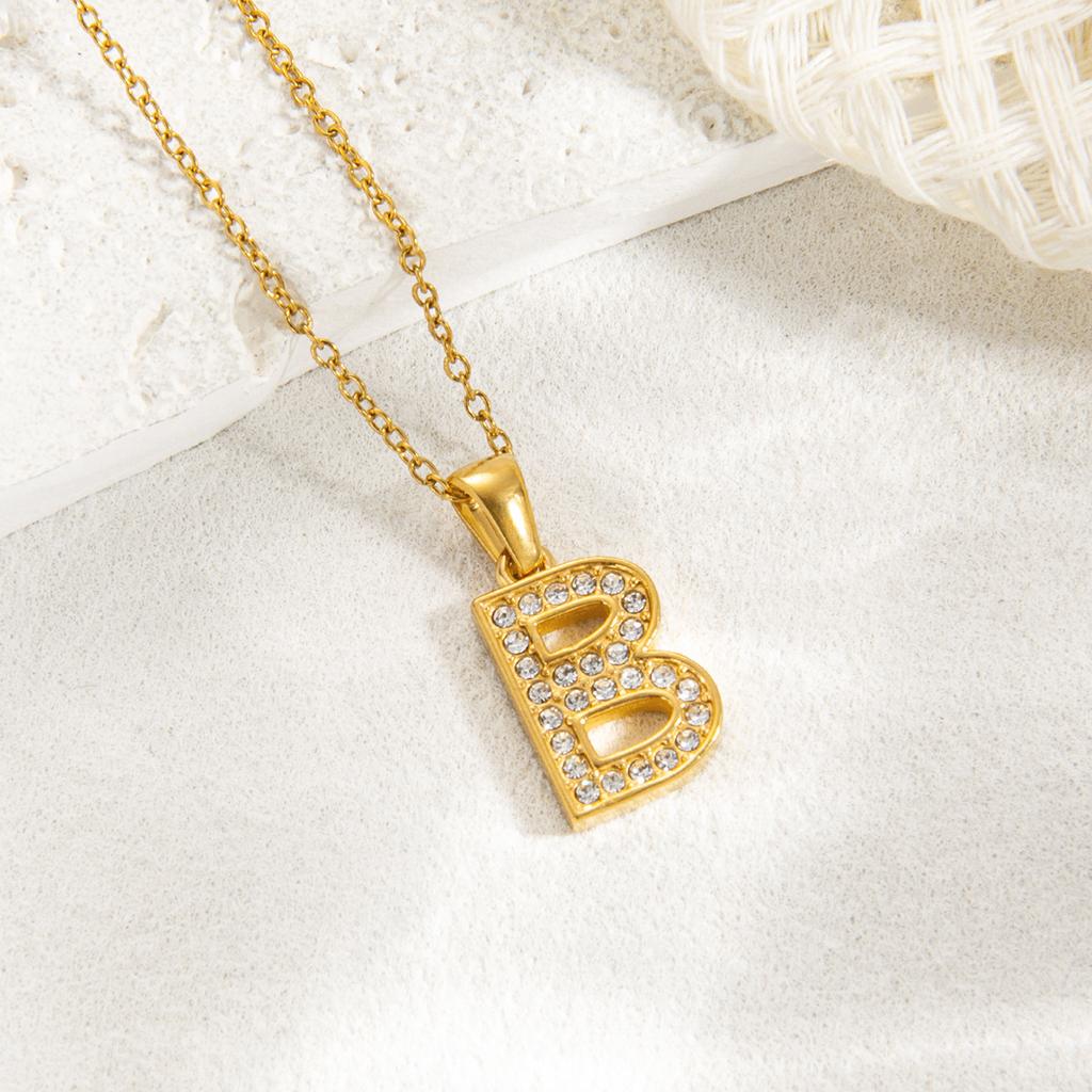 1pc Fashion Shining A-Z Letter Pendant Charm Necklace 26 Initial Alphabet Name Clavicle Chain Party Valentine's Day Jewelry Gift