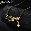Atoztide Personalized Custom Name Necklace for Women Stainless Steel Hollow Butterfly Heart Nameplate Choker Chain Jewelry Gifts