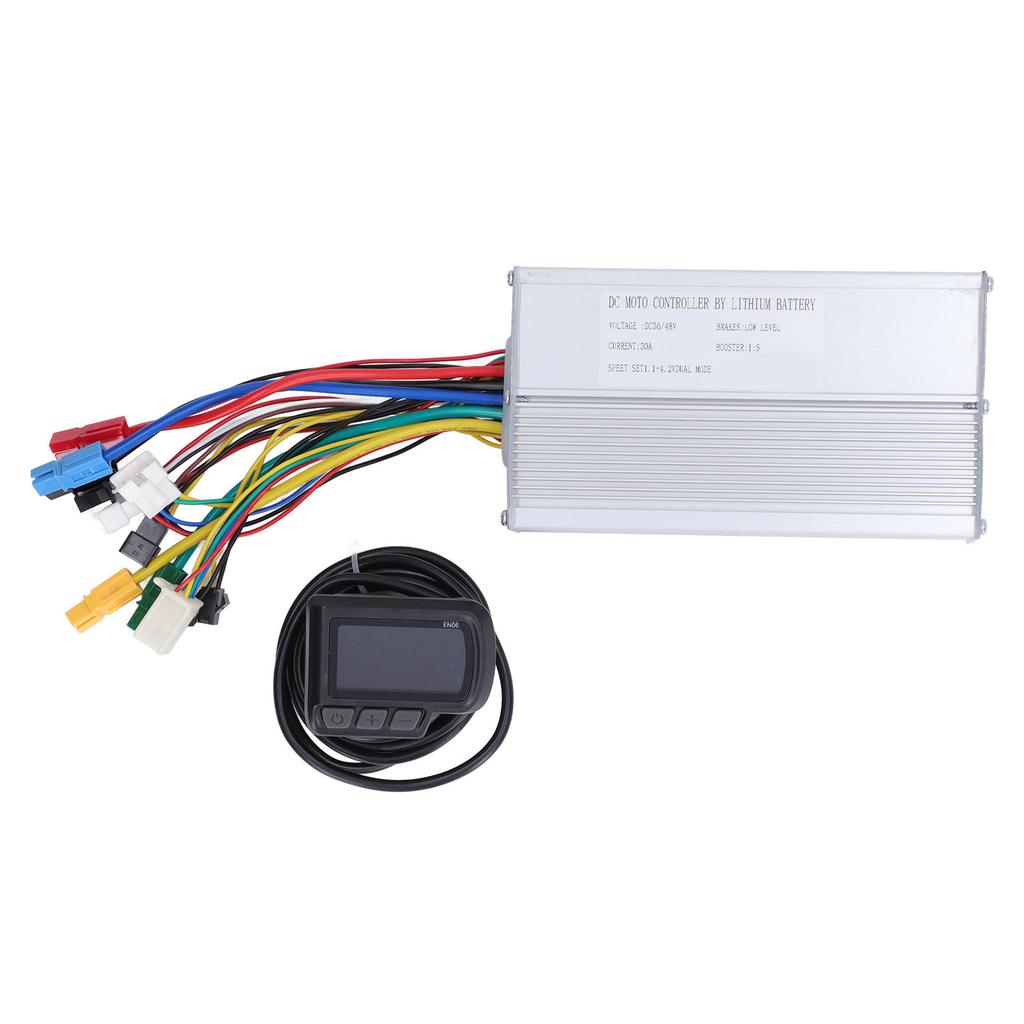Electric Bike Brushless Motor Controller 36V 48V LCD Display 30A 12 Tube Controller with Battery Speed Display USB