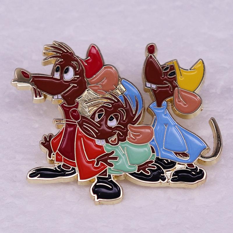 Cinderella & Three Mice Cartoon Brooch Collection Souvenir
