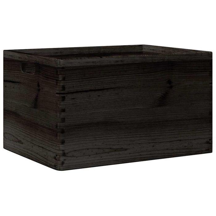 Wooden Box with Black Handles 40x30x23 Cm Solid Pine Wood