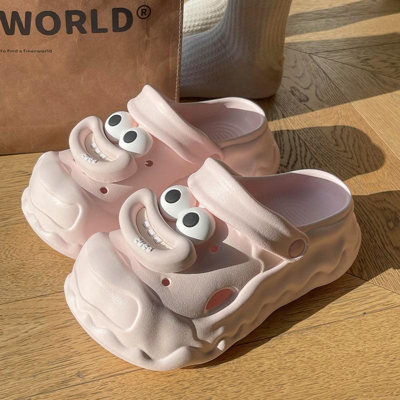 Fashion DIY Cute Cartoon Slippers For Women Indoor Street Shoes Soft EVA Fashion Clogs Thick Sole Close Toe Female Platform Sandals