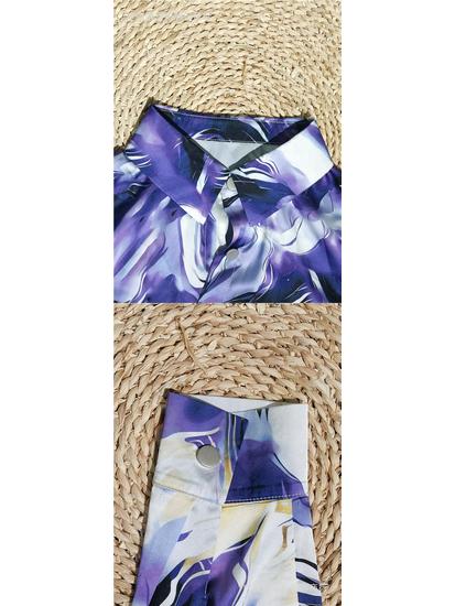 European & American Spring/Fall New Style Long Sleeve Lapel Loose Fit Digital Print Shirt