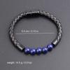 New Men's European American Style Stone Beaded Leather Bracelet with Magnetic Buckle
