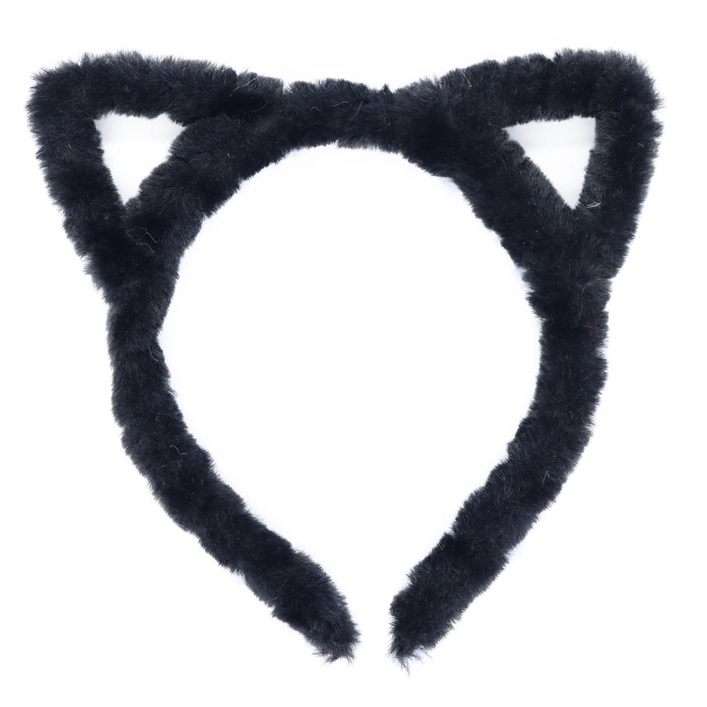 Furry Cat Ears Headband Halloween Cosplay Cat Women Hairband, Black White Pink Kakhi