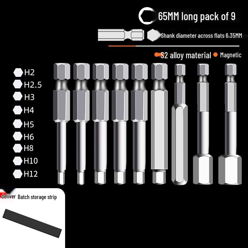 Hexagonal High Hardness S2 Bit Set for Pneumatic & Electric Screwdrivers