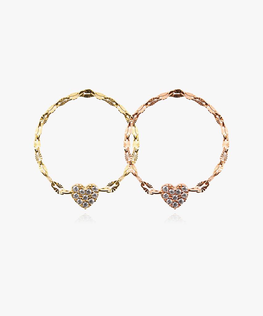 Helene Jewelry 14K Lolly Heart Asta Chain Gold Ring (Type A)