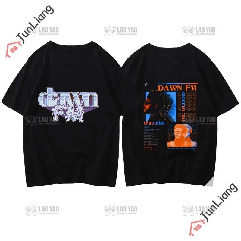 Canadian Singer The Weeknd Dawn Fm Flat Print Tshirt Short Sleeve Loose Mens Tshirt Mens Tshirt Womens Hip Hop Clothing