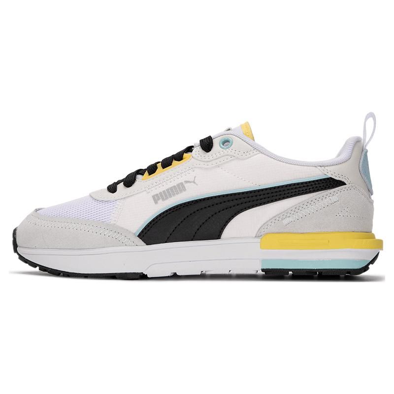 Puma R22 Unisex White Black Vaporous Grey 383462-17 EU 37.5