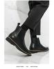 Men's Embroidered Leather Chelsea Cowboy Boots, Retro British Style, High-Top Slip-On, Short Winter Boots