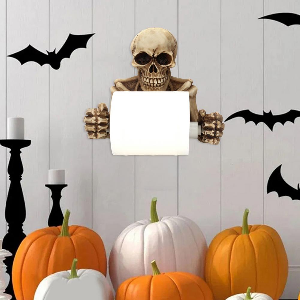 Halloween Schädel Taschentuchspender Wandmontage Papierhalter Kreativer Schädel Toilettenpapierhalter Einfache Installation Badezimmerdeko