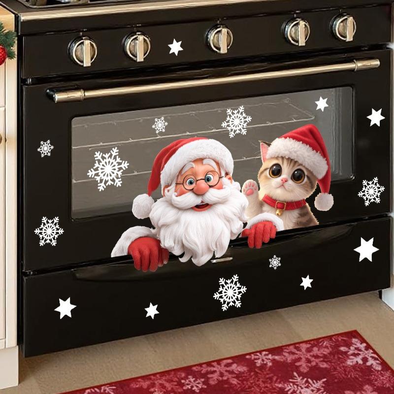 2026 Cartoon Cute Santa Snowflake Window Sticker Self-adhesive Wall Sticker Double-sided Visual Glass Decorative Sticker