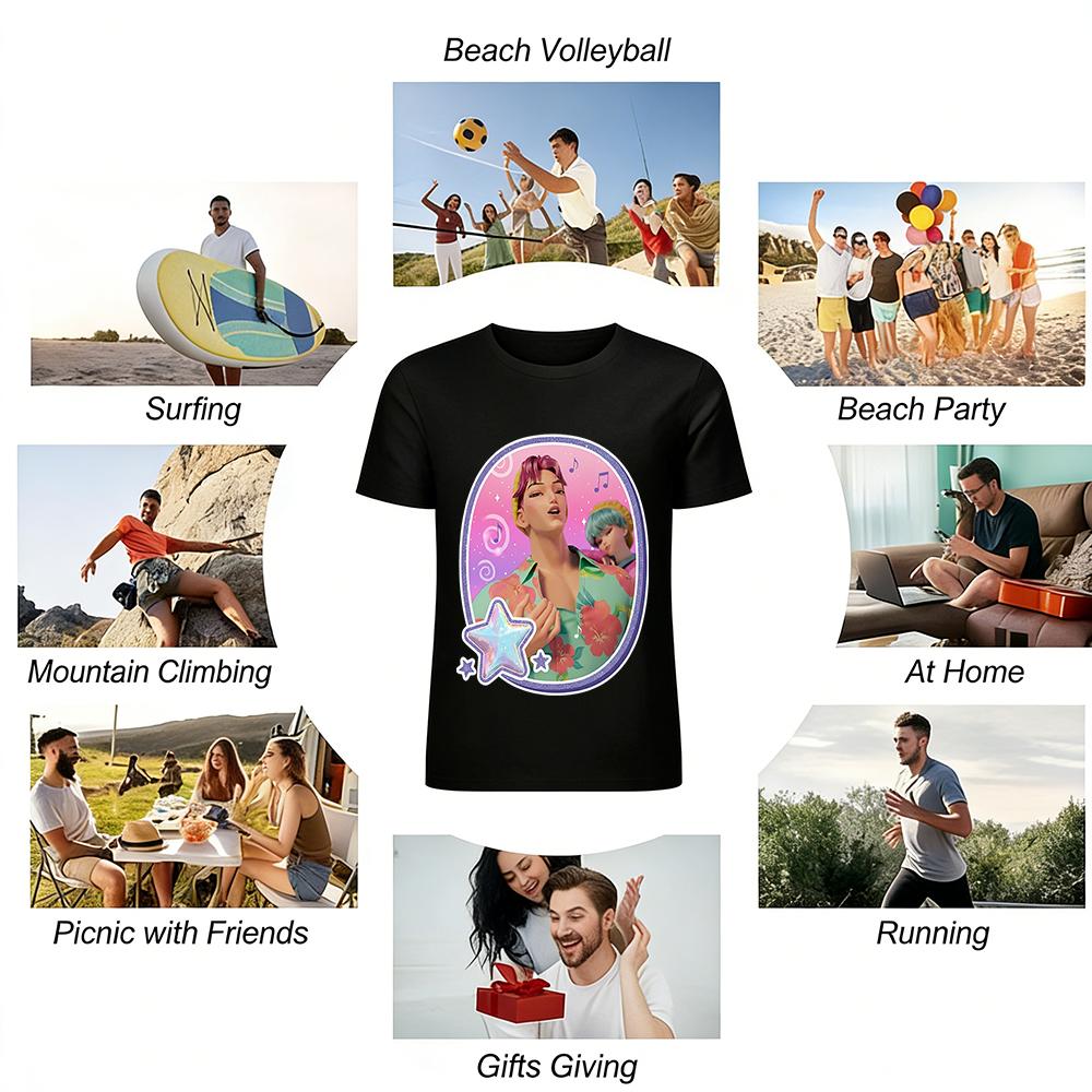 Virtual Idol Print Short Sleeve T-Shirt Unisex Casual Loose Breathable Summer Fashion Top Pure cotton T-shirt