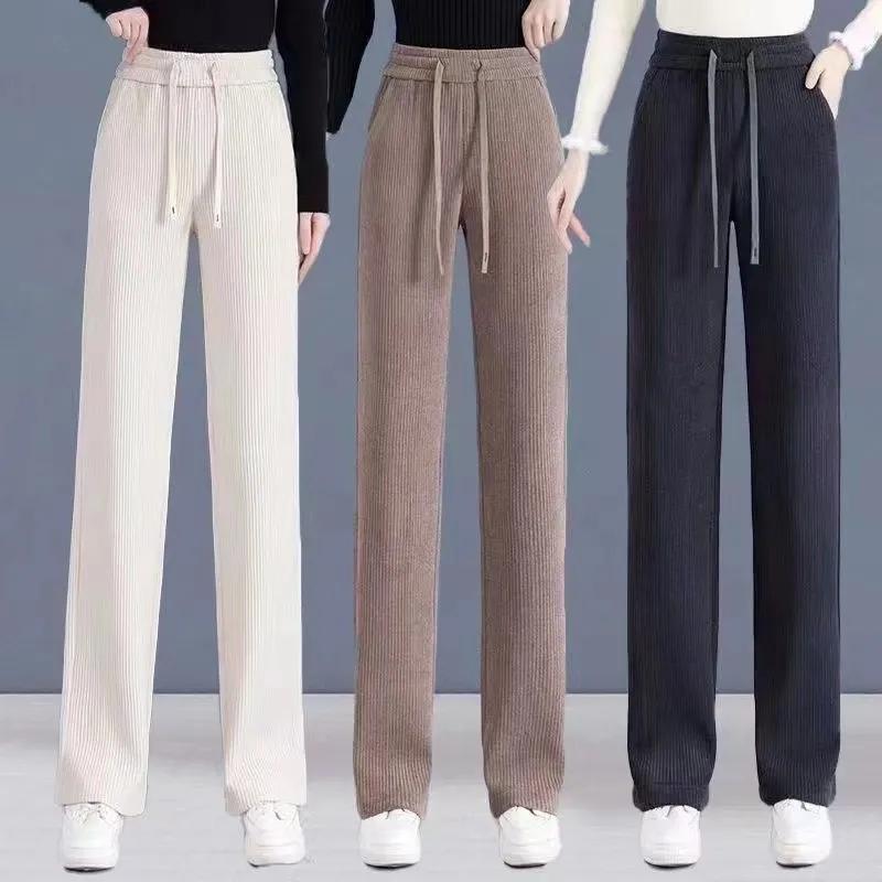 Women's Spring and Autumn Solid Color Pants High Waist Casual Pants