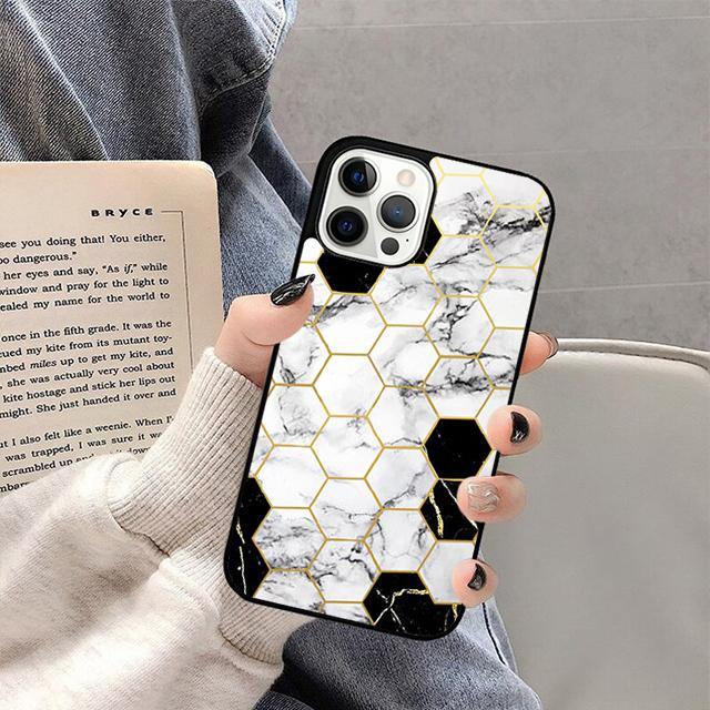 Marmor Geometrisches Handyhülle Für iPhone 17 Air Plus Max 15 14 13 12 Pro Max Hülle Schale