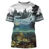 Vintage T Shirt for Mens Fishing 3D Print Outdoor Sports Short Sleeve Top Casual Man's T-shirt Loose Tee Streewear Men Clothing
