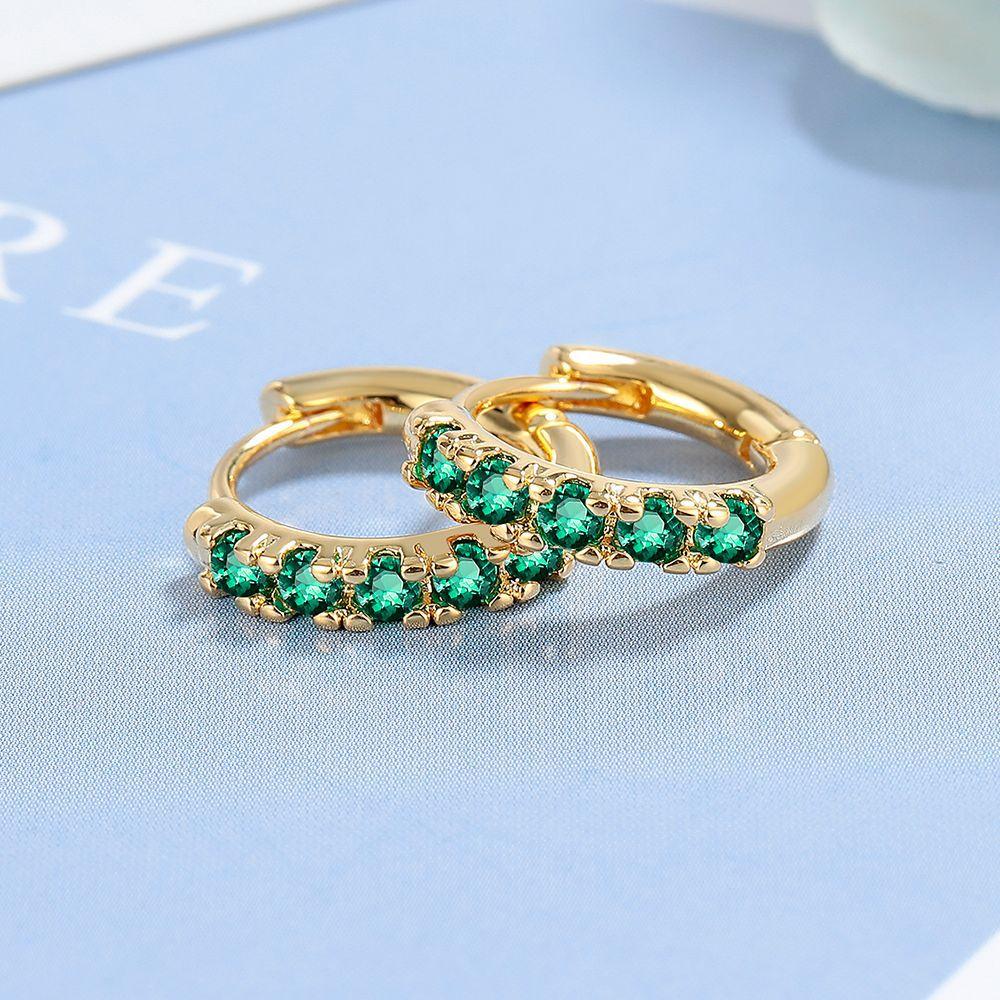 Simple Female Earring  SIlver Needle Circled Single Row Zircon Small Earrings For Women Promise Love Ear  Pendientes