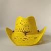 Vintage Summer Beach Bohemian Straw Hat Shell Women Men Western Cowboy Hats Wooden Beads Hollow Out Sun Hat Holiday Cap