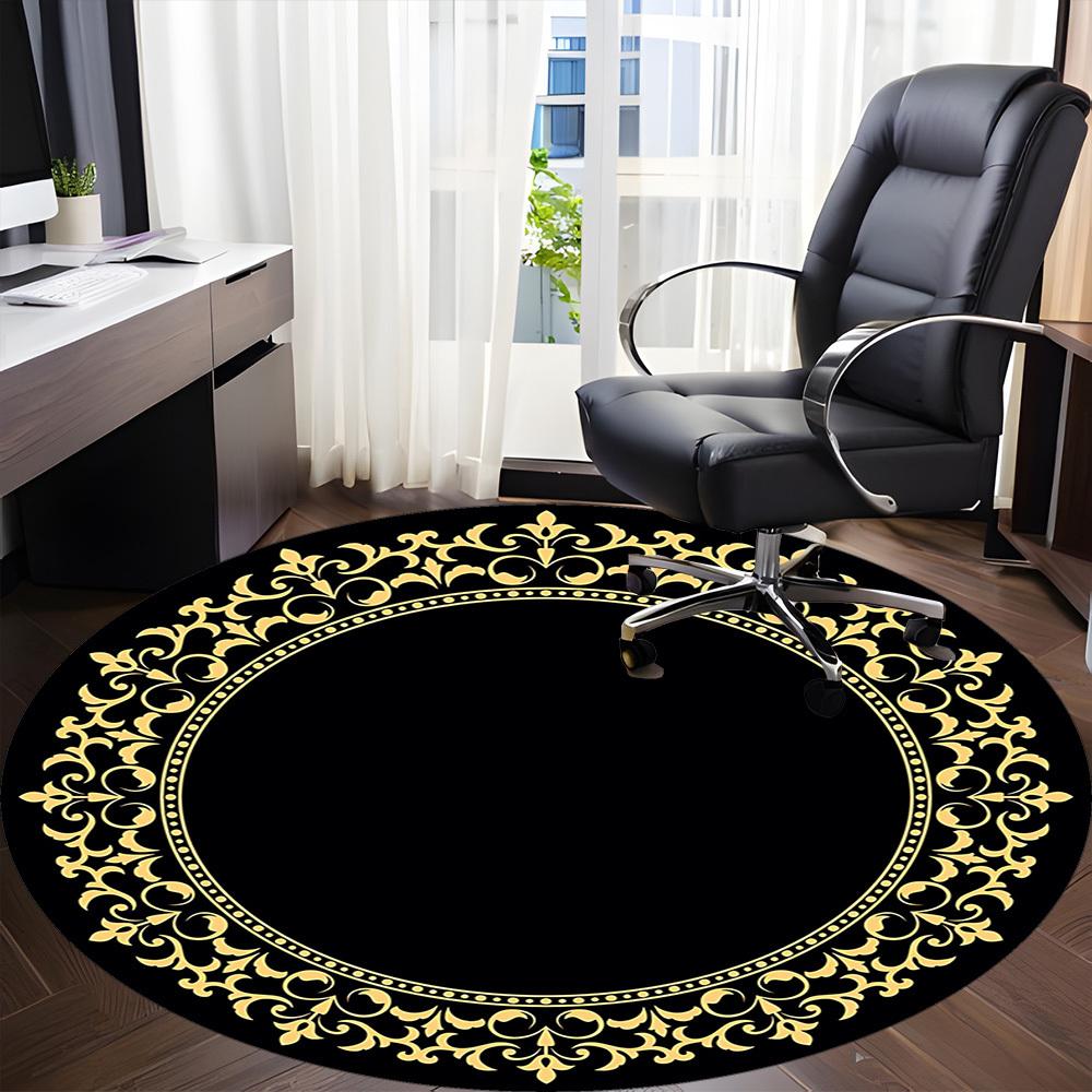 1pc Ornate Circle Chair Carpet for Office, Soft Comfortable Mat For Office, Living Room, Bedroom, Machine Washable Carpet yy251112126