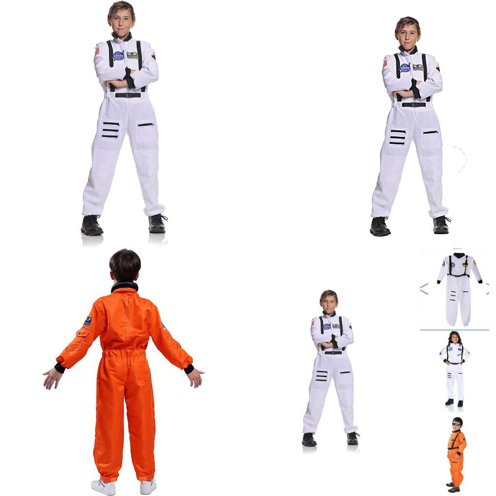 Vibrant Orange And White Astronaut Costume For Adults Kids And Unisex Performance Wear