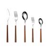 Islandqi Stainless Steel Cutlery Set: Korean-Style Wood Grain Handle Knife, Fork, and Spoon for Creative Dining.