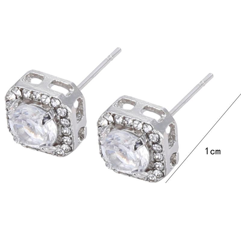 Luxury Female Stone Earrings Fashion Silver Color Wedding Jewelry Vintage Double Stud Earrings For Women