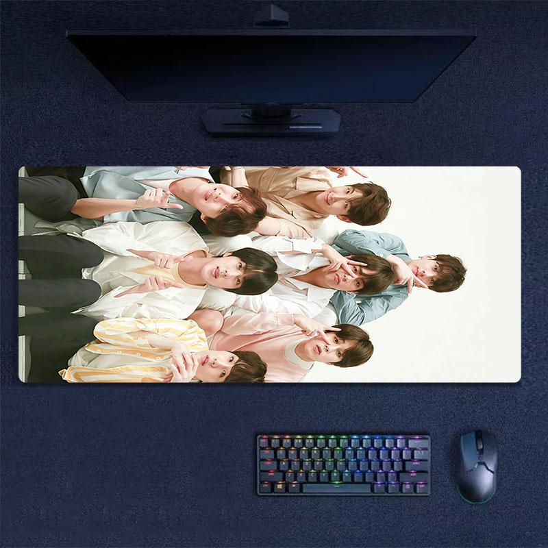BTS Poster Mouse Pad, Large Gaming Desk Mat, Non-slip XXL Mousepad for Laptop & Tablet, Mini PC Playmat with Stitched Edges