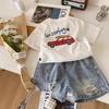 Summer Kids' Pure Cotton Cartoon T-shirt – Round Neck Short Sleeve for Toddlers and Young Children