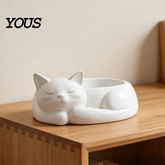 Cute Cat Flowerpot 3D Printed Jewelry Storage Holder, Succulents Flowerpot, Nordic Ornament Style Desktop Organizer for Rings Earrings Bracelets
