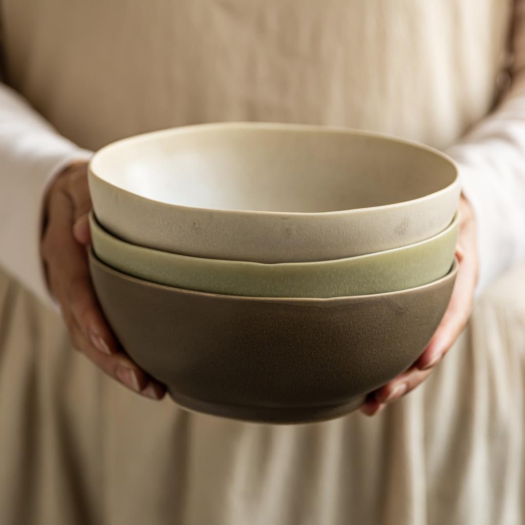 Matte Ceramic Salad Bowl Household Beautiful Rice Bowl Tableware Round Vegetable Bowl Restaurant Hotel Noodle Bowl