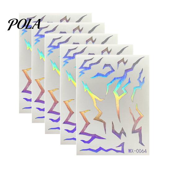 5 Sheets Holographic Lightning Tattoos, Waterproof Flash Temporary Stickers, Full Color Body Art for Festival Party Sale Goods