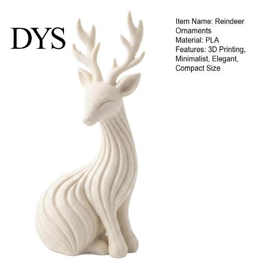 Festive Table Decor for Holiday 3D Printed Reindeer Figurine, Minimalist Sitting Deer Sculpture, Small Animal Figurines Office Christmas Tabletop