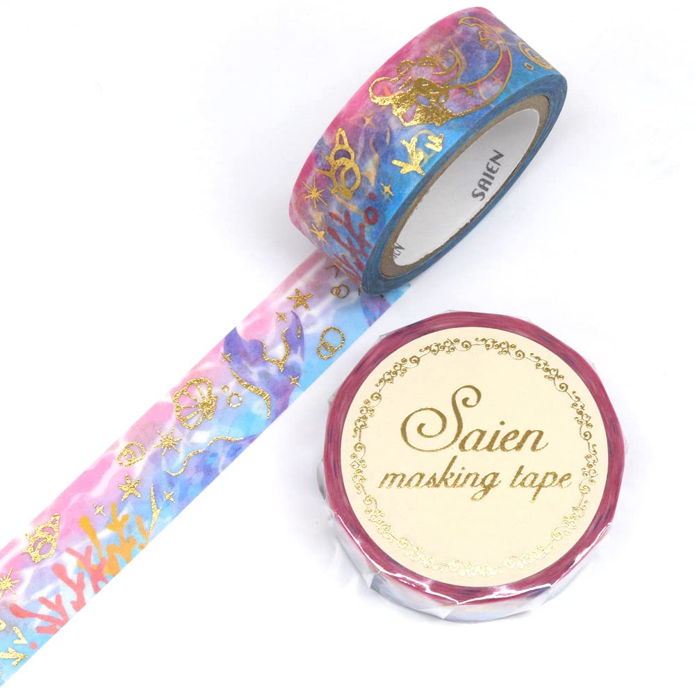Japanese Washi Masking Tape In 15mm X 7m Mermaid Made Japan SAIENUR-3041