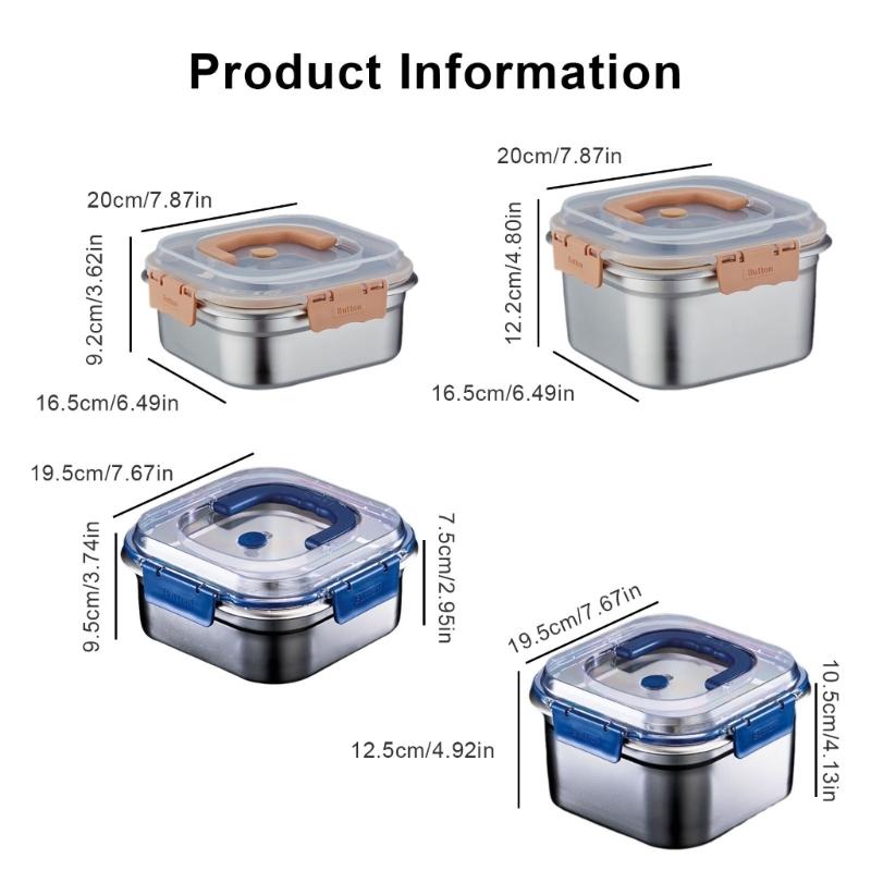 Multipurpose Stainless Steel Food Preserver Lunch Box with Transparent Lid Household Crisper Practical Meal Container