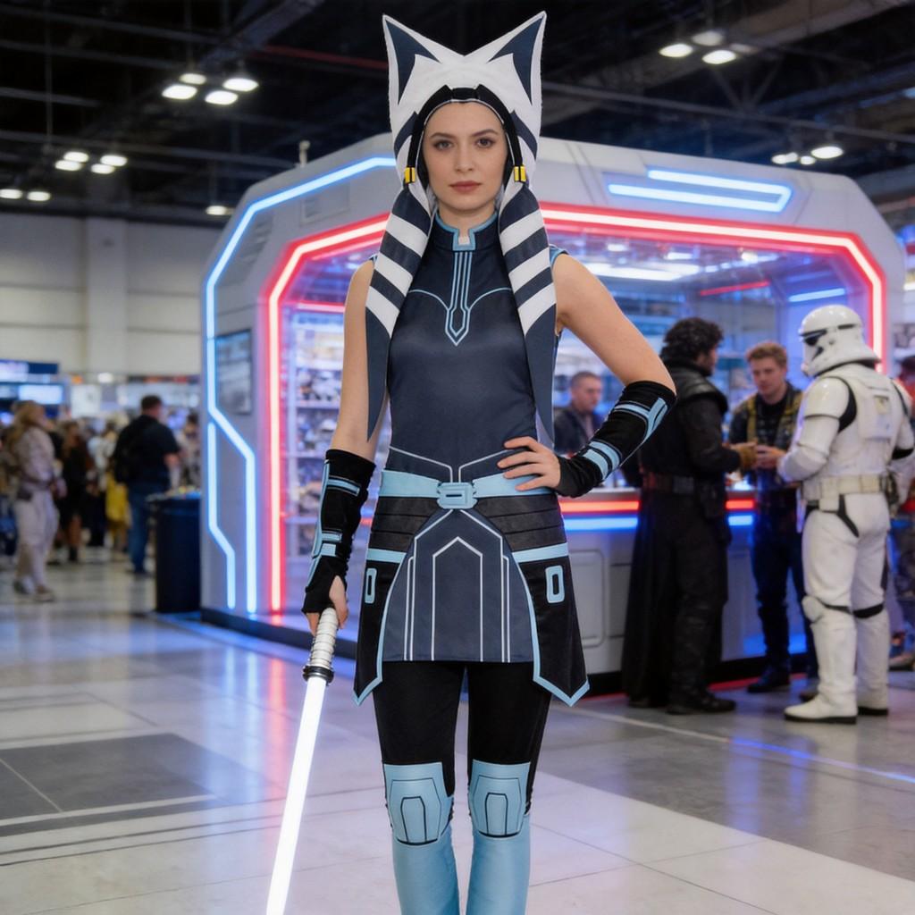 Star Wars Clone Wars Ahsoka Tano Cosplay Costume With Stretch Fabric For Anime Fans