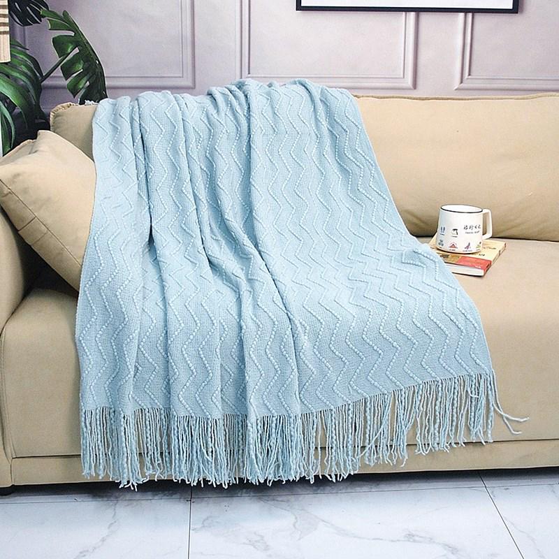 Nordic Solid Color Knitted Throw Blanket - Soft, Luxury Tassel Design for Baby, Home, Office, or Nap.