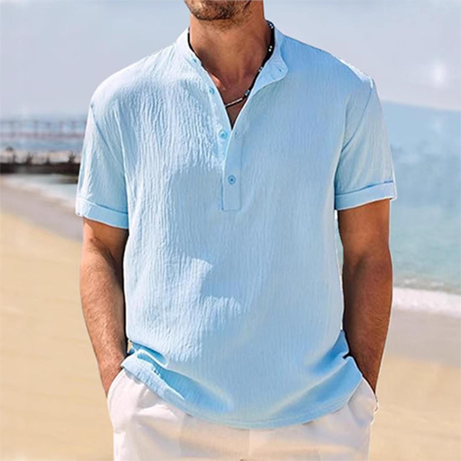 

Мужская летняя дышащая рубашка с короткими рукавами и культурой отдыха M