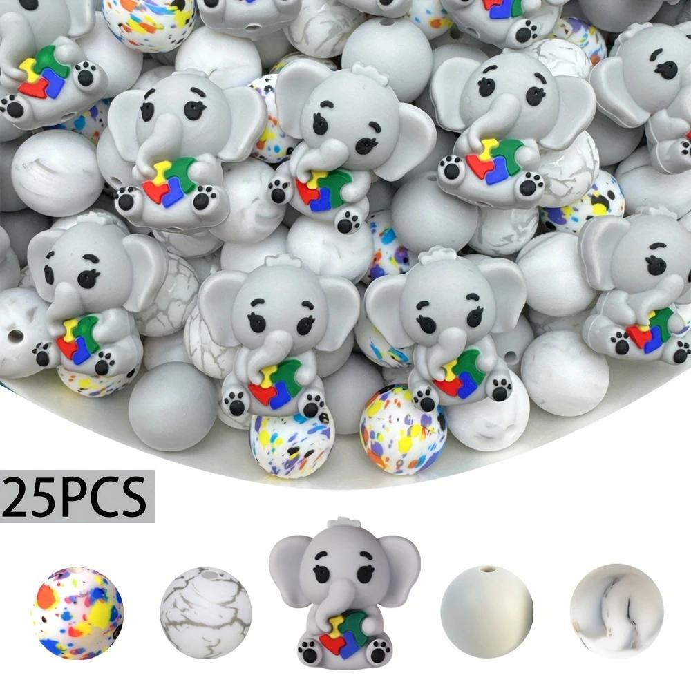 

25PCS pig/animal silicone bead set, perfect for DIY handmade crafts such as keychains, necklaces, bracelets, etc